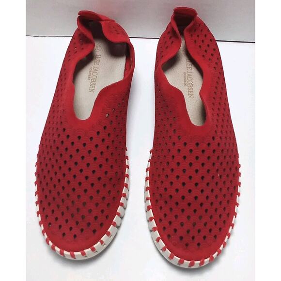 Ilse Jacobsen Tulip Slip On Raspberry Textile Rubber Sole Loafer EUR 38 US 6 - Picture 2 of 6